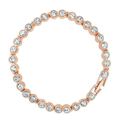 Rose gold crystal stone tennis bracelet